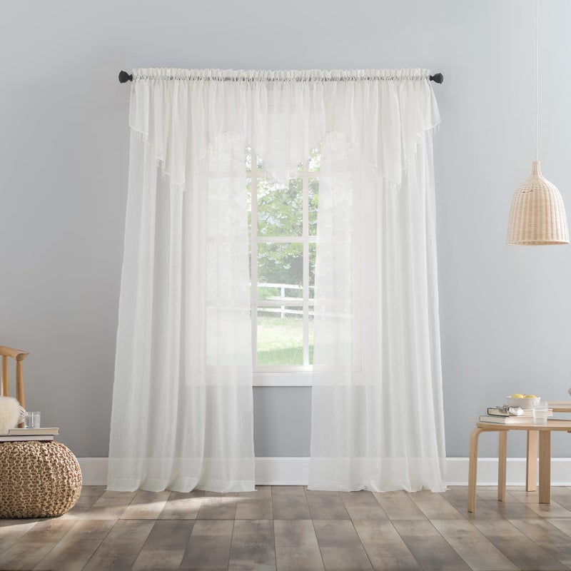 No. 918 Erica Crushed Sheer Voile Rod Pocket Curtain Panel, 51" x 95", Eggshell Off-White - Image 5